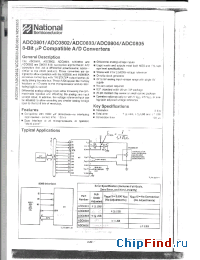 Datasheet ADC0802 manufacturer National Semiconductor